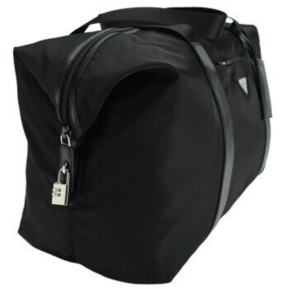 Prada Boston bag duffel travel black Saffiano leather triangle logo - Picture 4 of 6